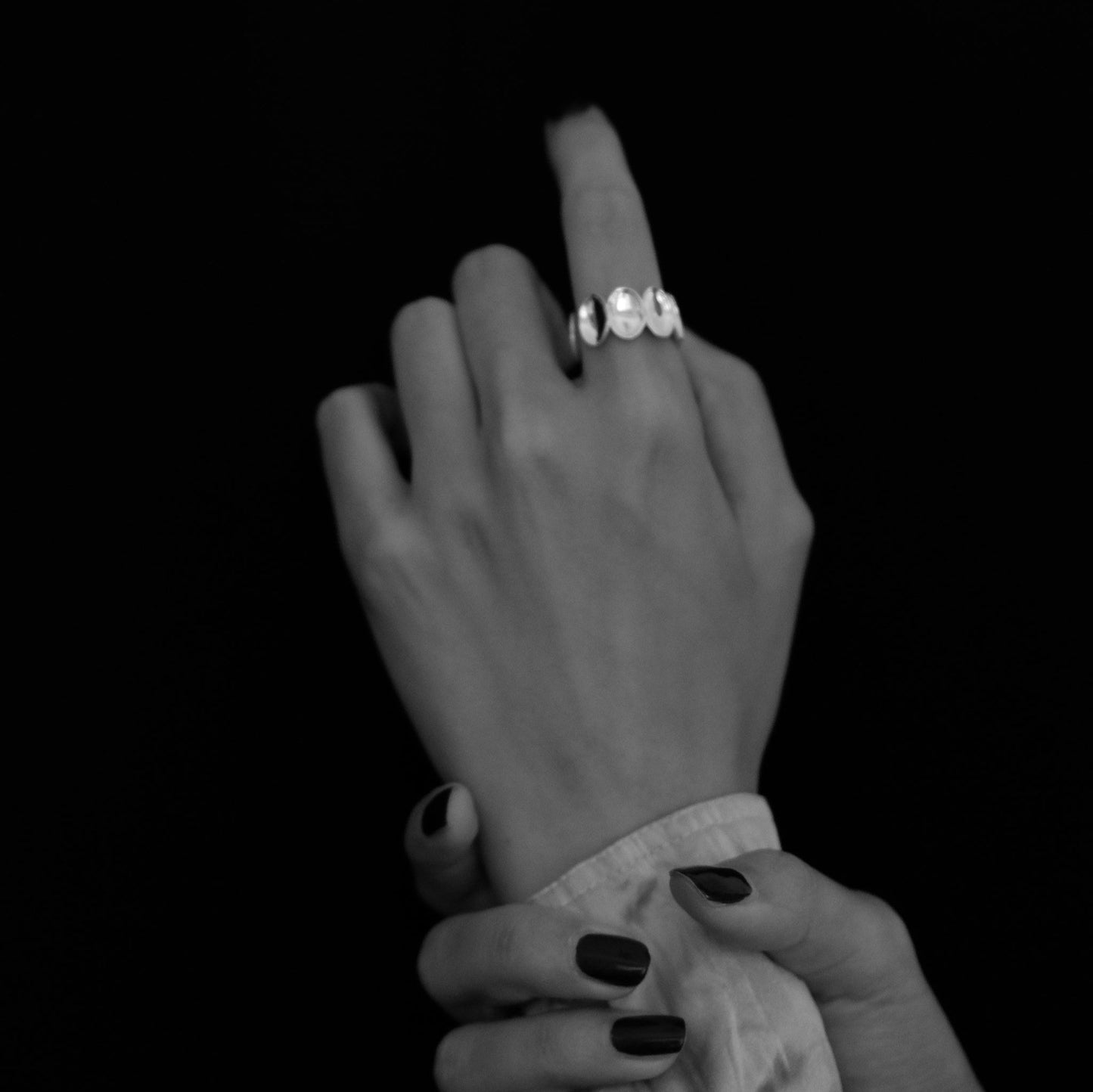 Sterling Silver Oval Statement Ring | Modern Round Sculptural Rings