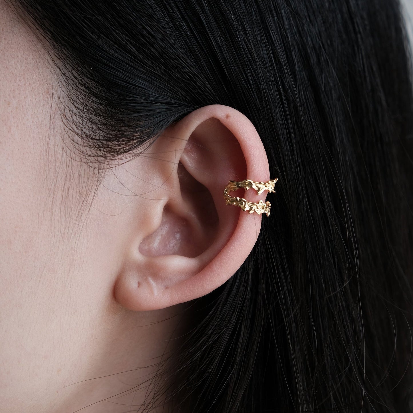 Sterling Silver & Gold Ear Cuff | Double Layer Stackable Ear Cuffs