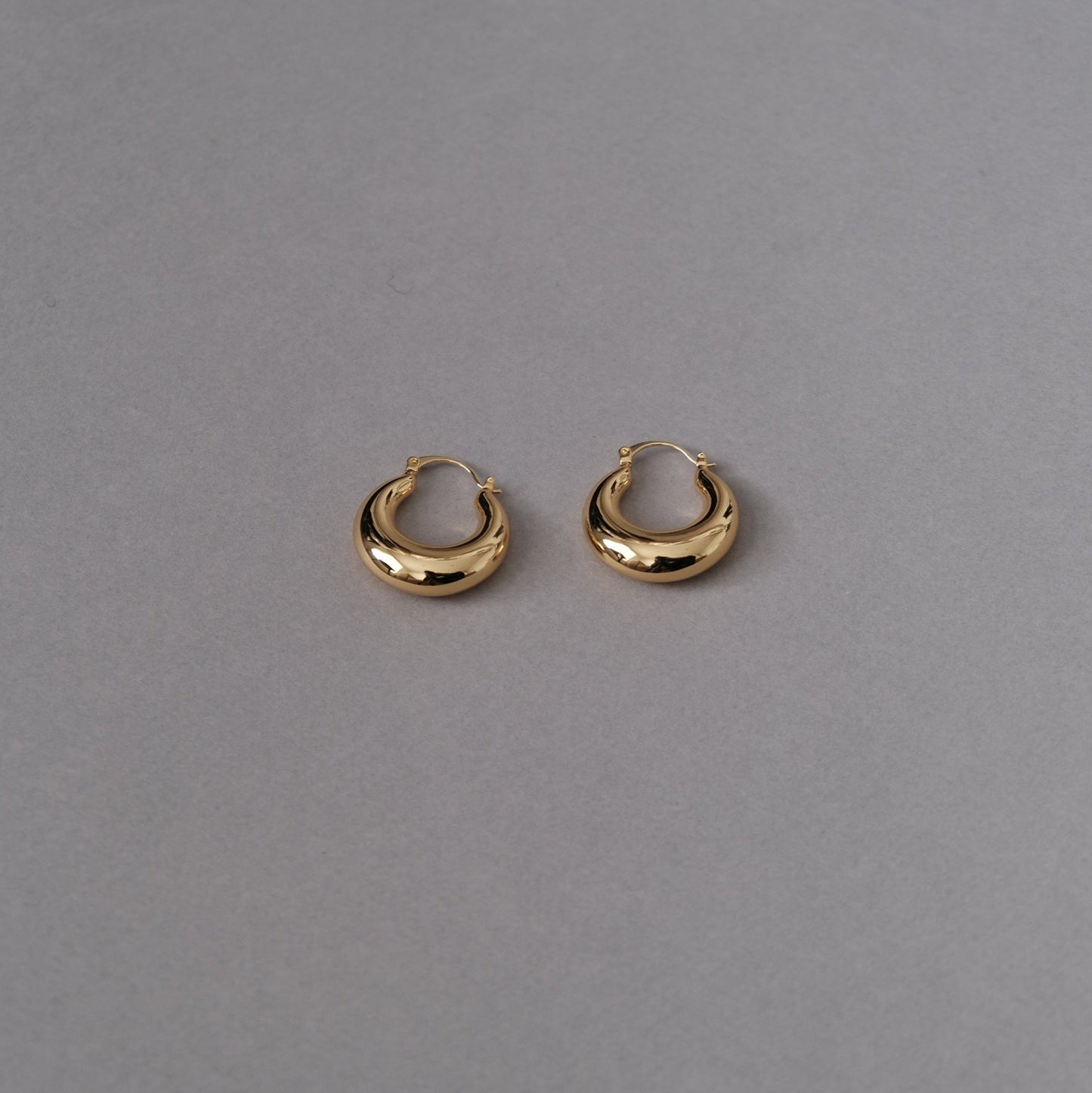 Gold & Silver Half Moon Dome Earrings | Creole Bold Hoop Earring