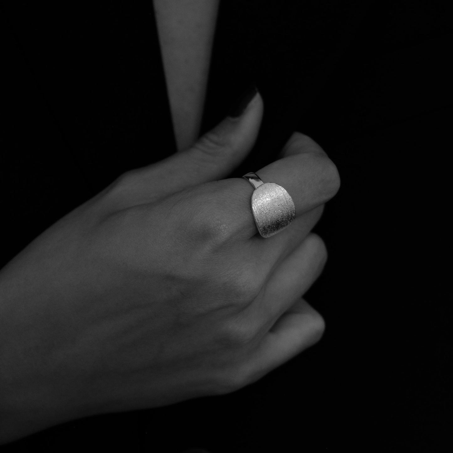 Sterling Silver Curved Dome Ring | Chrome & Brushed Minimal Rings