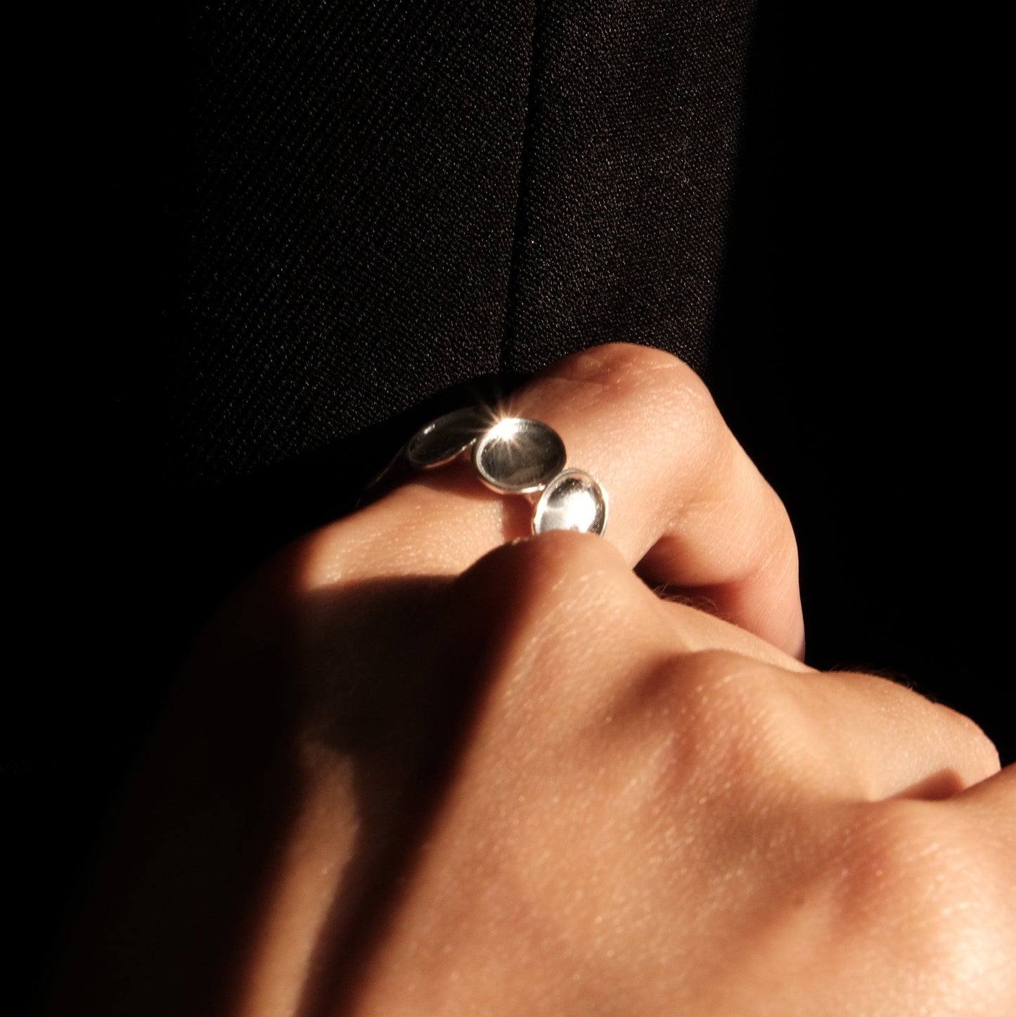 Sterling Silver Oval Statement Ring | Modern Round Sculptural Rings