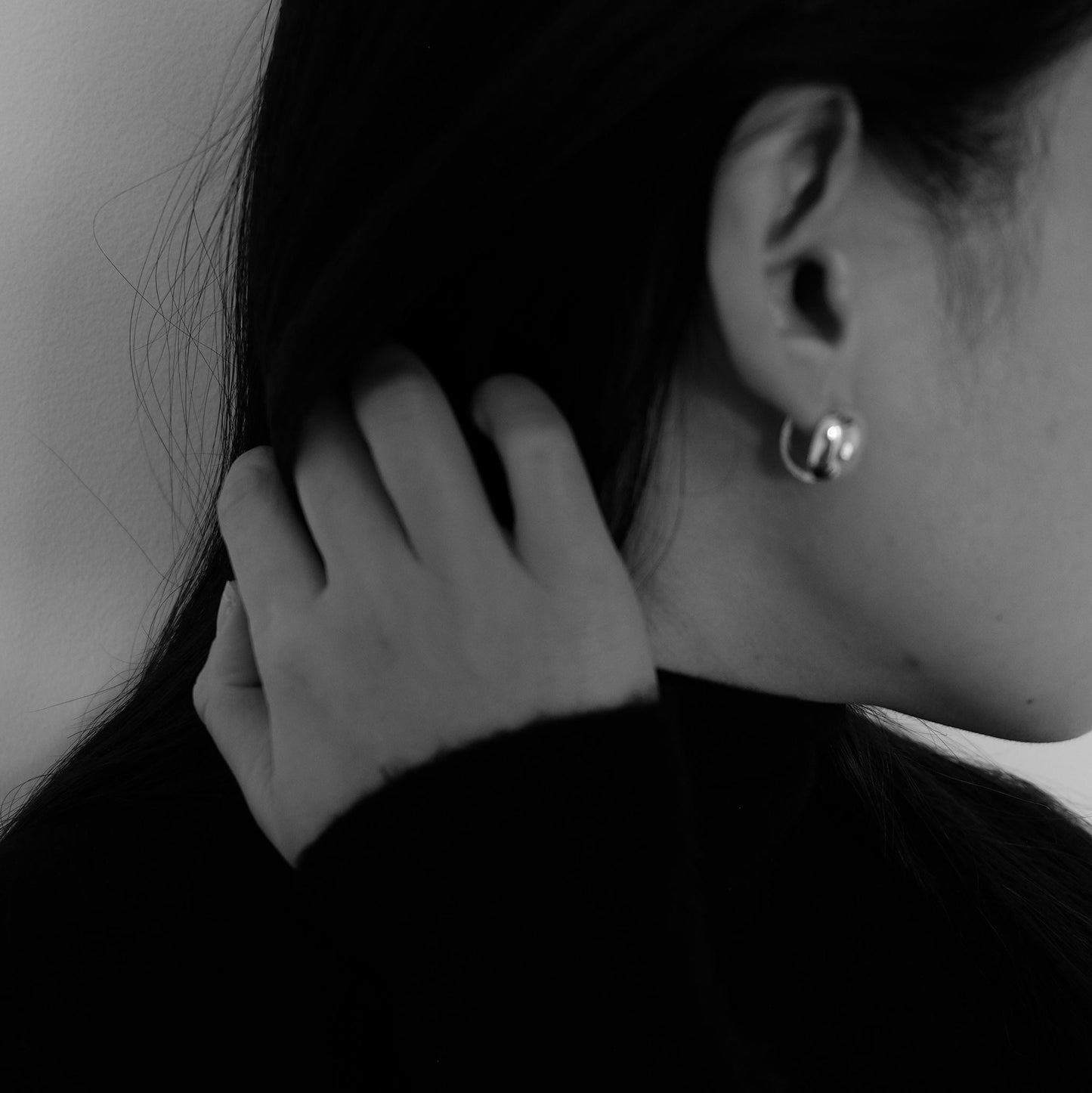 Sterling Silver Squared Dome Earring | Huggie Chrome Hoop Earrings