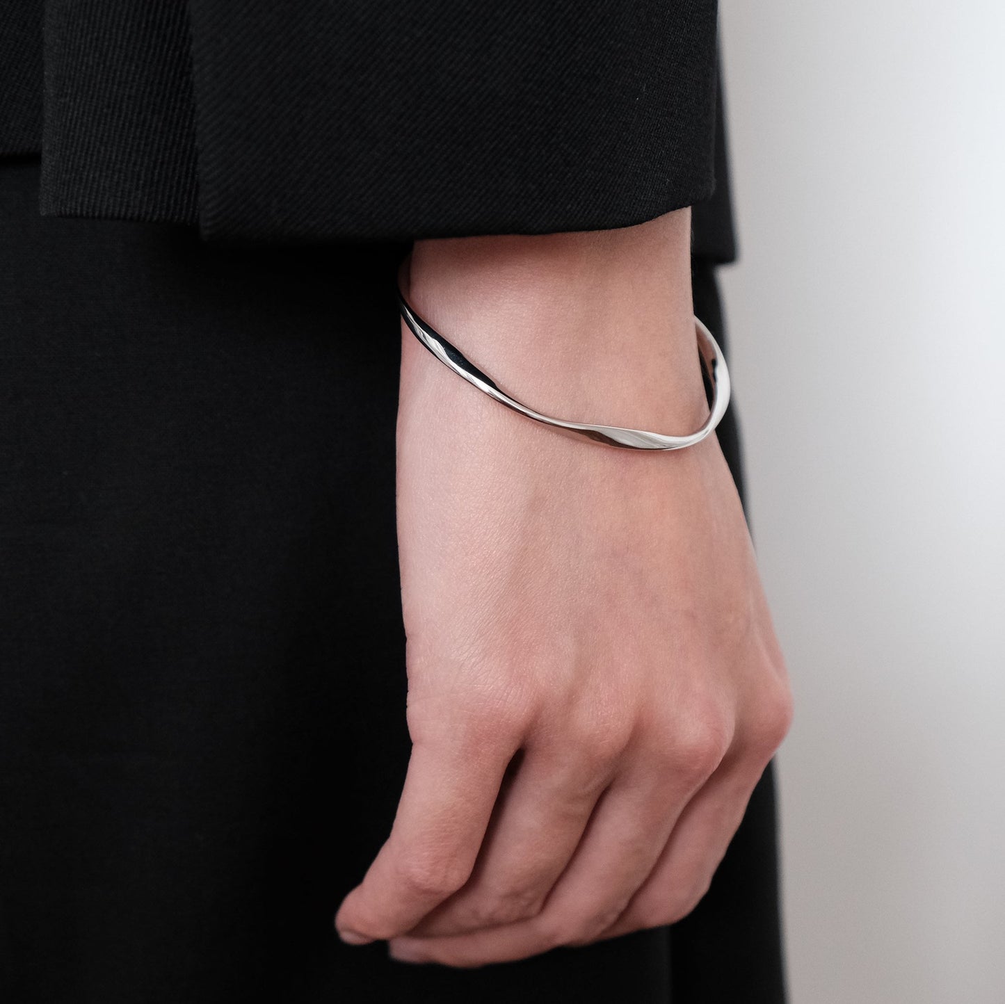 Silver & Gold Twisted Cuff Bangle | Stackable Mobius Bracelet