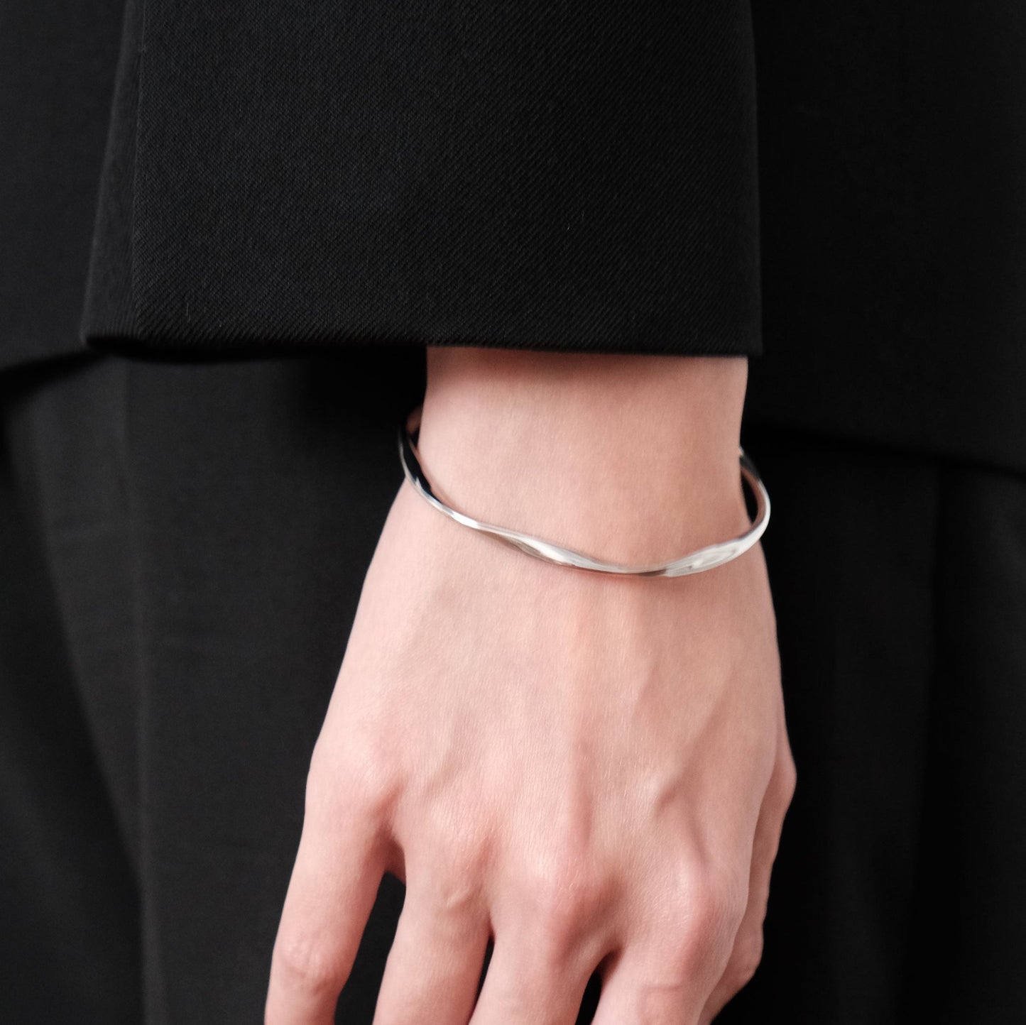 Silver & Gold Twisted Cuff Bangle | Stackable Mobius Bracelet