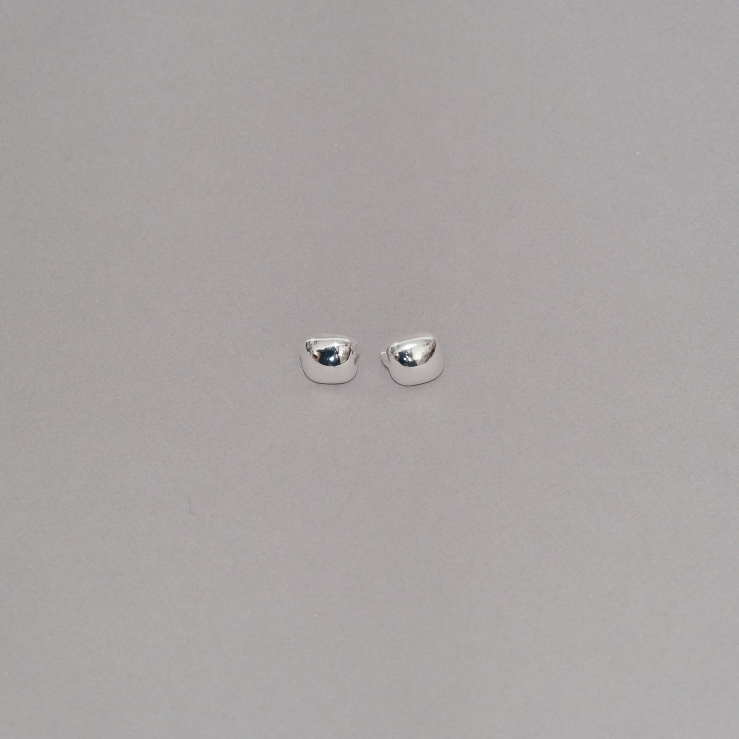 Sterling Silver Squared Dome Earring | Huggie Chrome Hoop Earrings
