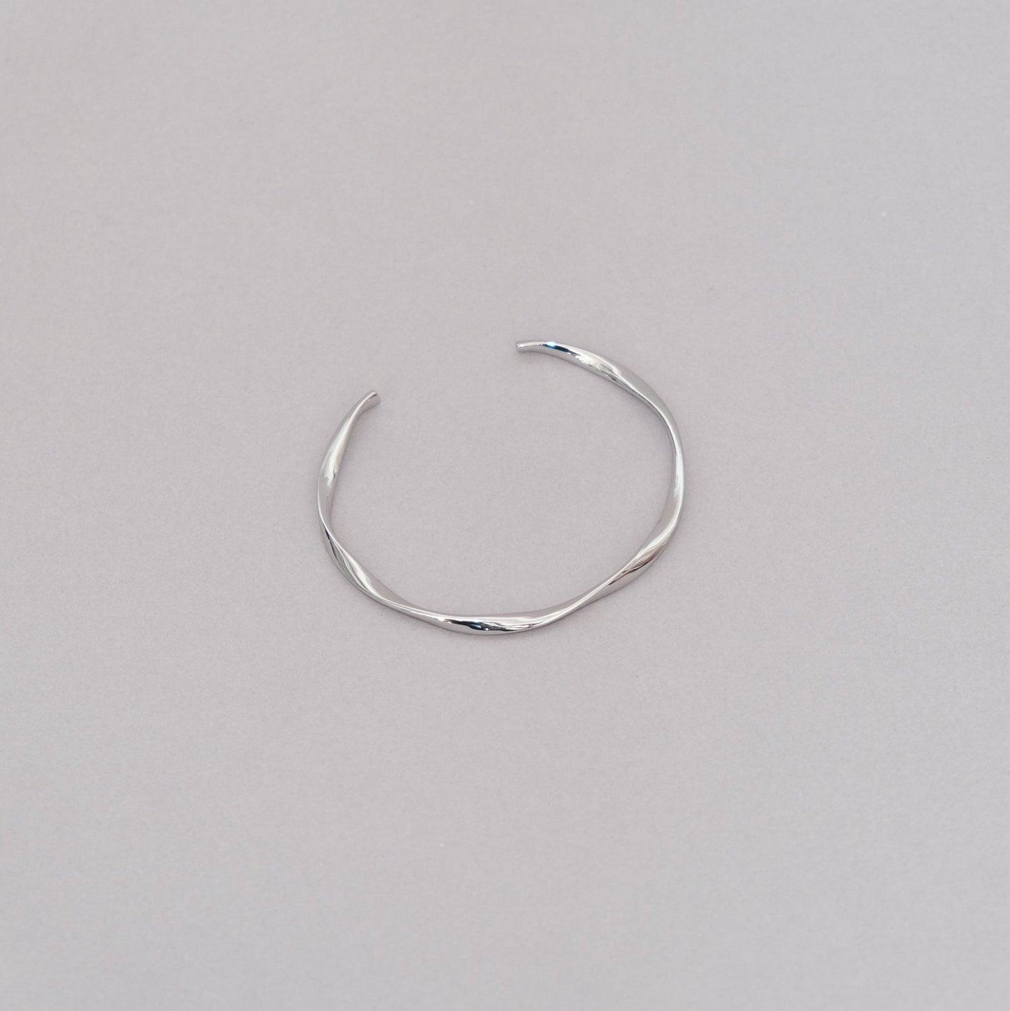 Silver & Gold Twisted Cuff Bangle | Stackable Mobius Bracelet