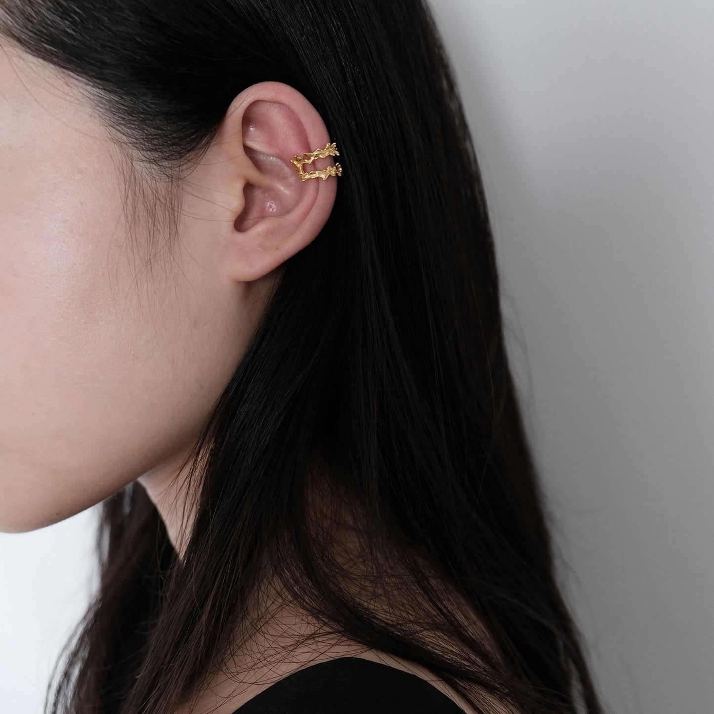 Sterling Silver & Gold Ear Cuff | Double Layer Stackable Ear Cuffs