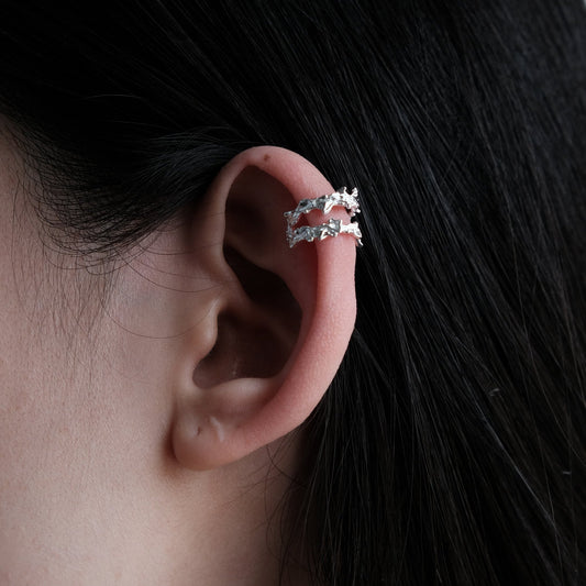 Sterling Silver & Gold Ear Cuff | Double Layer Stackable Ear Cuffs