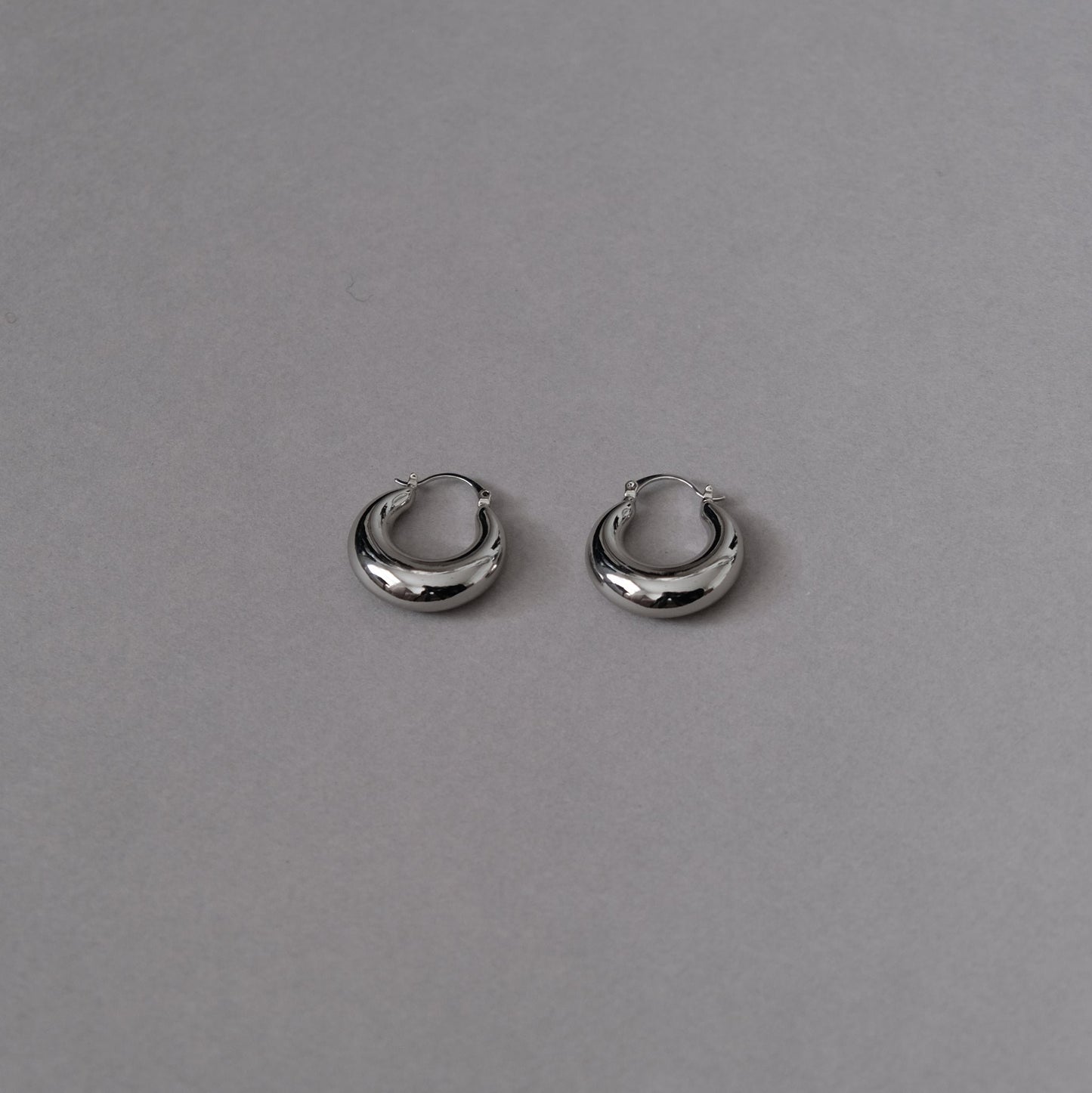 Gold & Silver Half Moon Dome Earrings | Creole Bold Hoop Earring