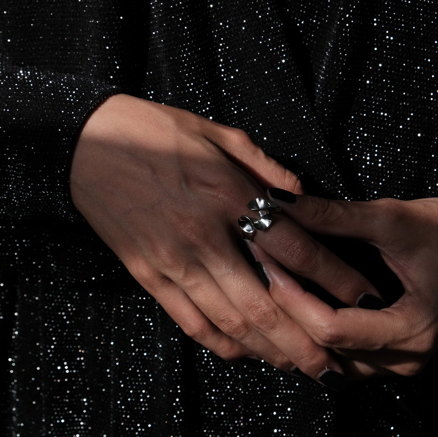 Sterling Silver Wavy Ring | Curved Ruffle Sculptural Rings