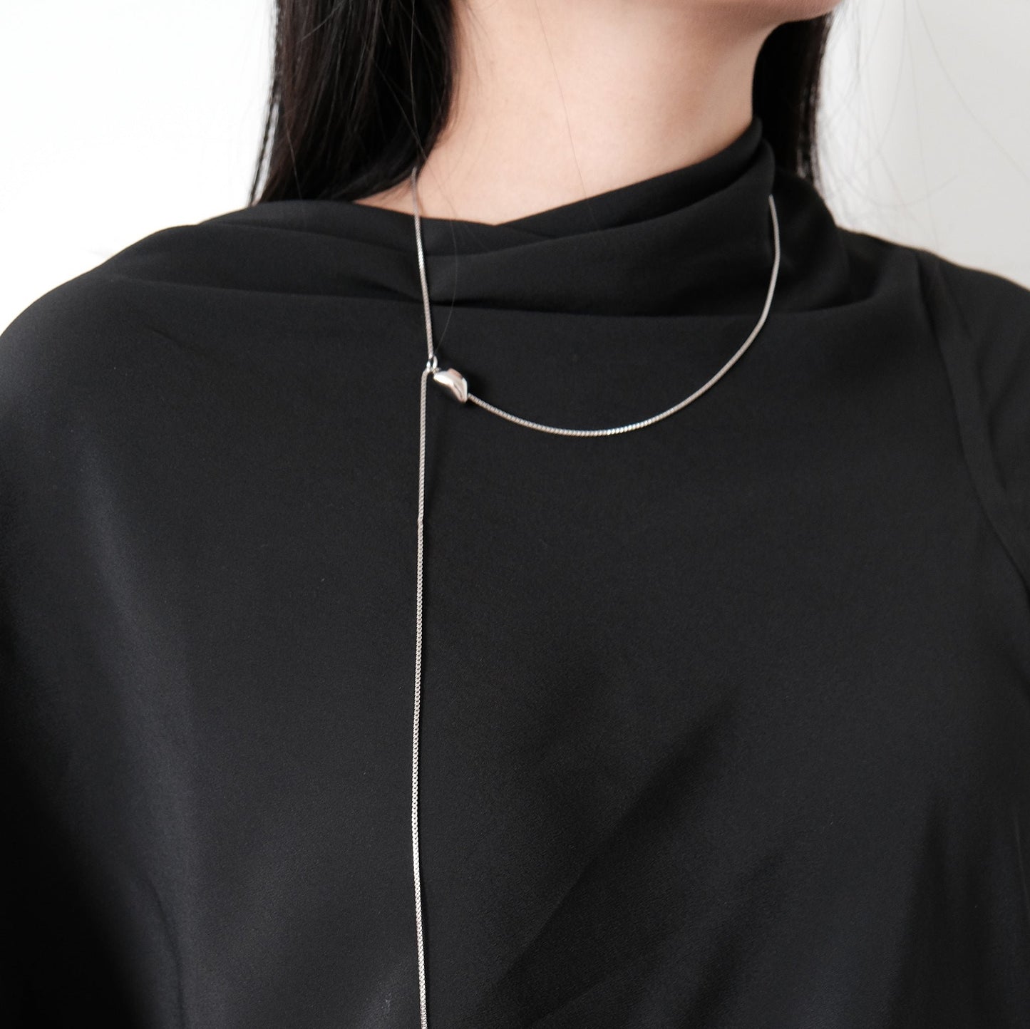 Silver Ball Bead Pendant Necklace | Adjustable Drop Necklace