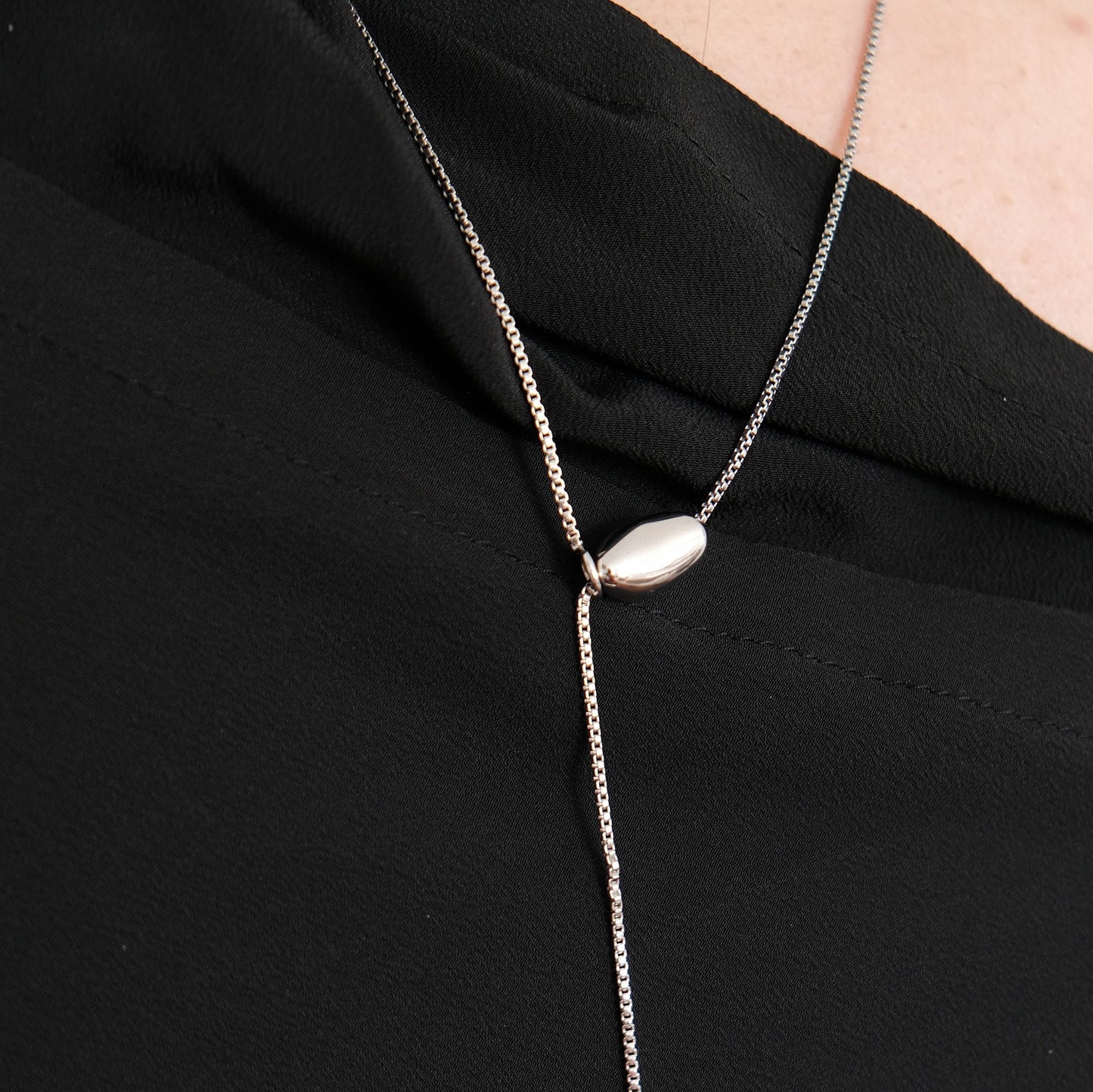Silver Ball Bead Pendant Necklace | Adjustable Drop Necklace