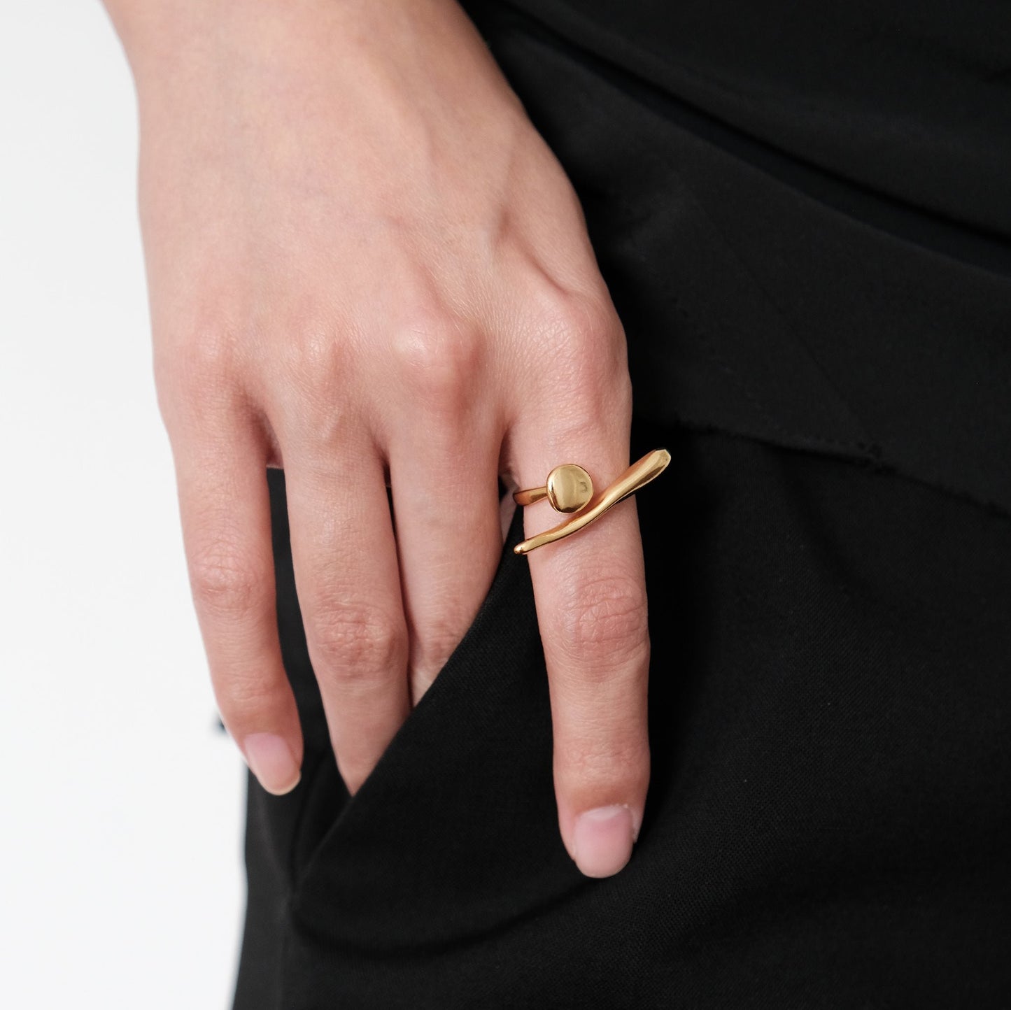 Sterling Silver & Gold Abstract Ring | Modern Adjustable Rings