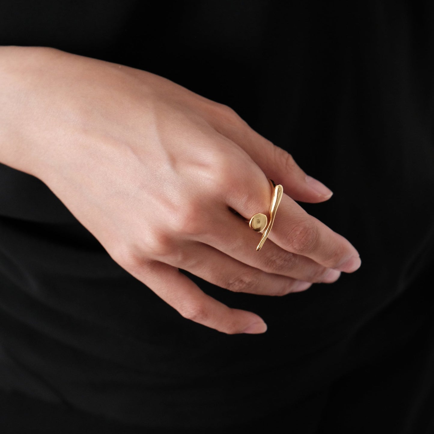 Sterling Silver & Gold Abstract Ring | Modern Adjustable Rings