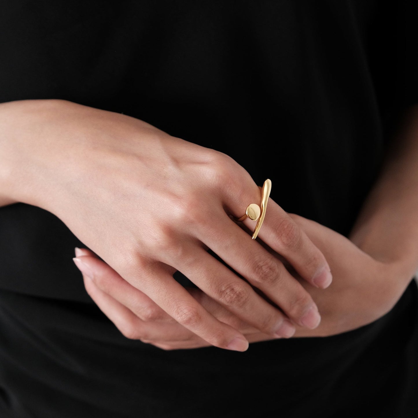 Sterling Silver & Gold Abstract Ring | Modern Adjustable Rings