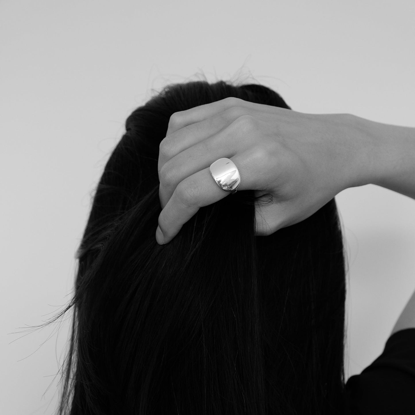 Sterling Silver Curved Dome Ring | Chrome & Brushed Minimal Rings