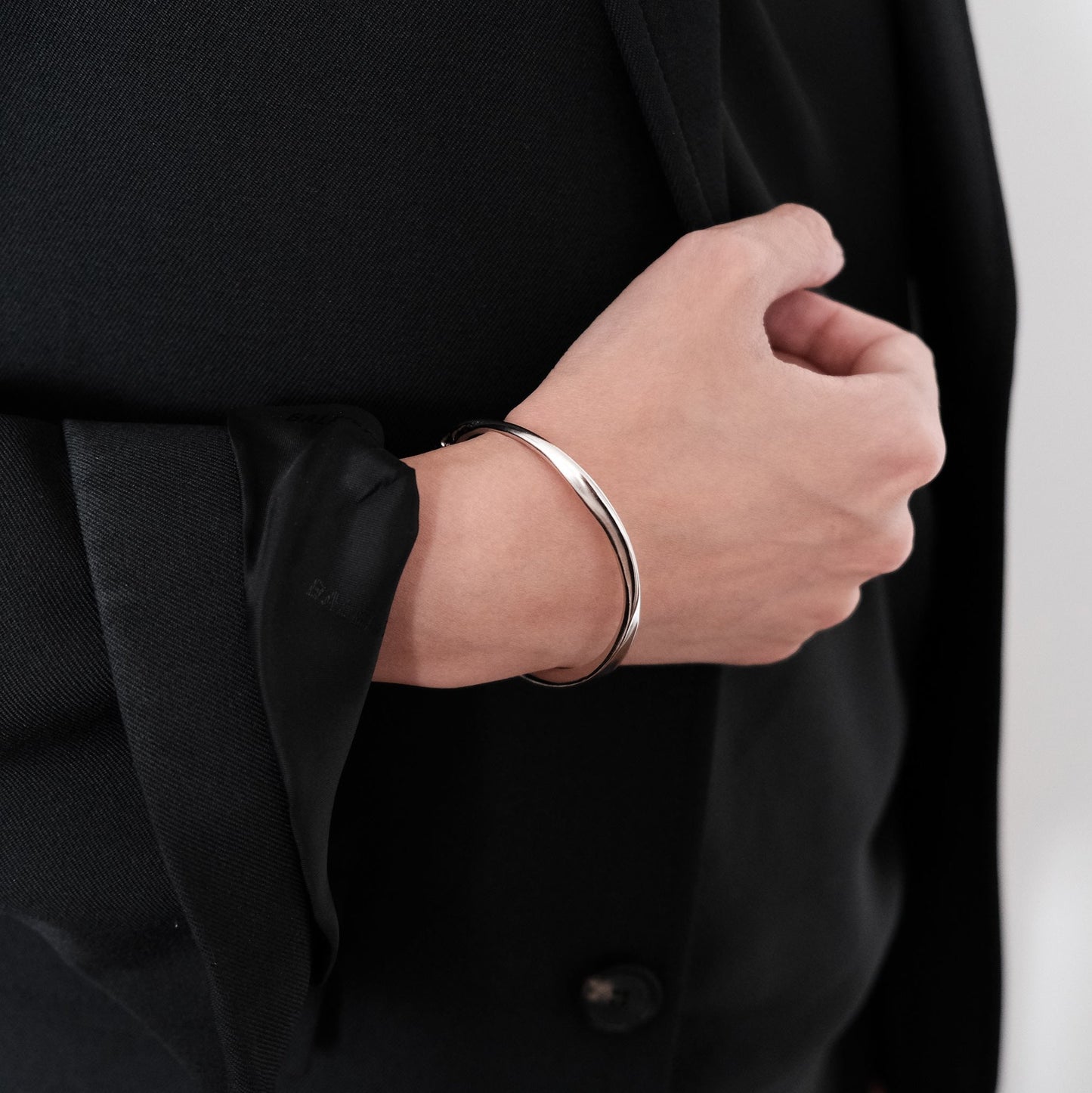Sterling Silver & Gold Mobius Bangle | Modern Timeless Cuff Bracelet