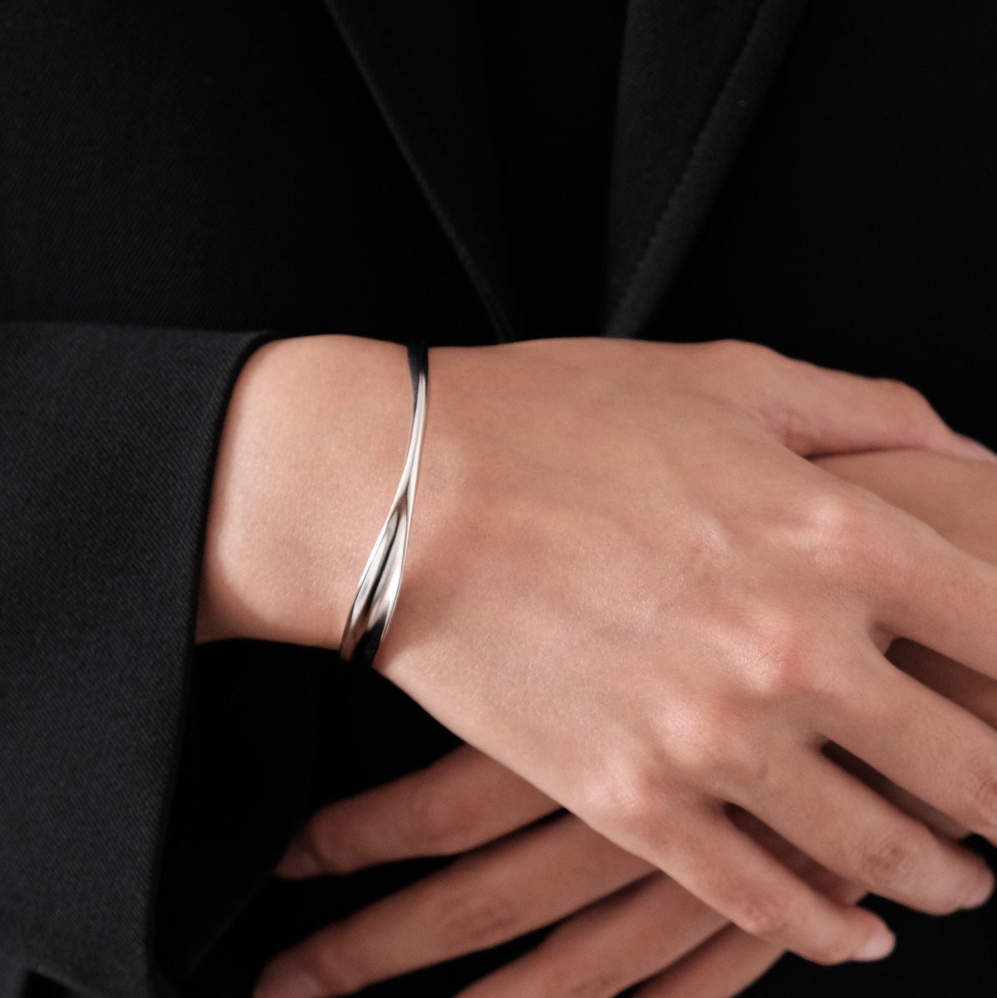 Sterling Silver & Gold Mobius Bangle | Modern Timeless Cuff Bracelet