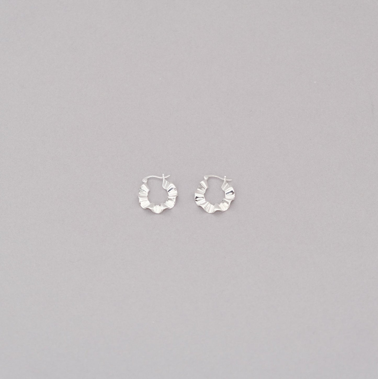 Sterling Silver Wavy Earring | Curved Hoops Ripple Irregular Earrings