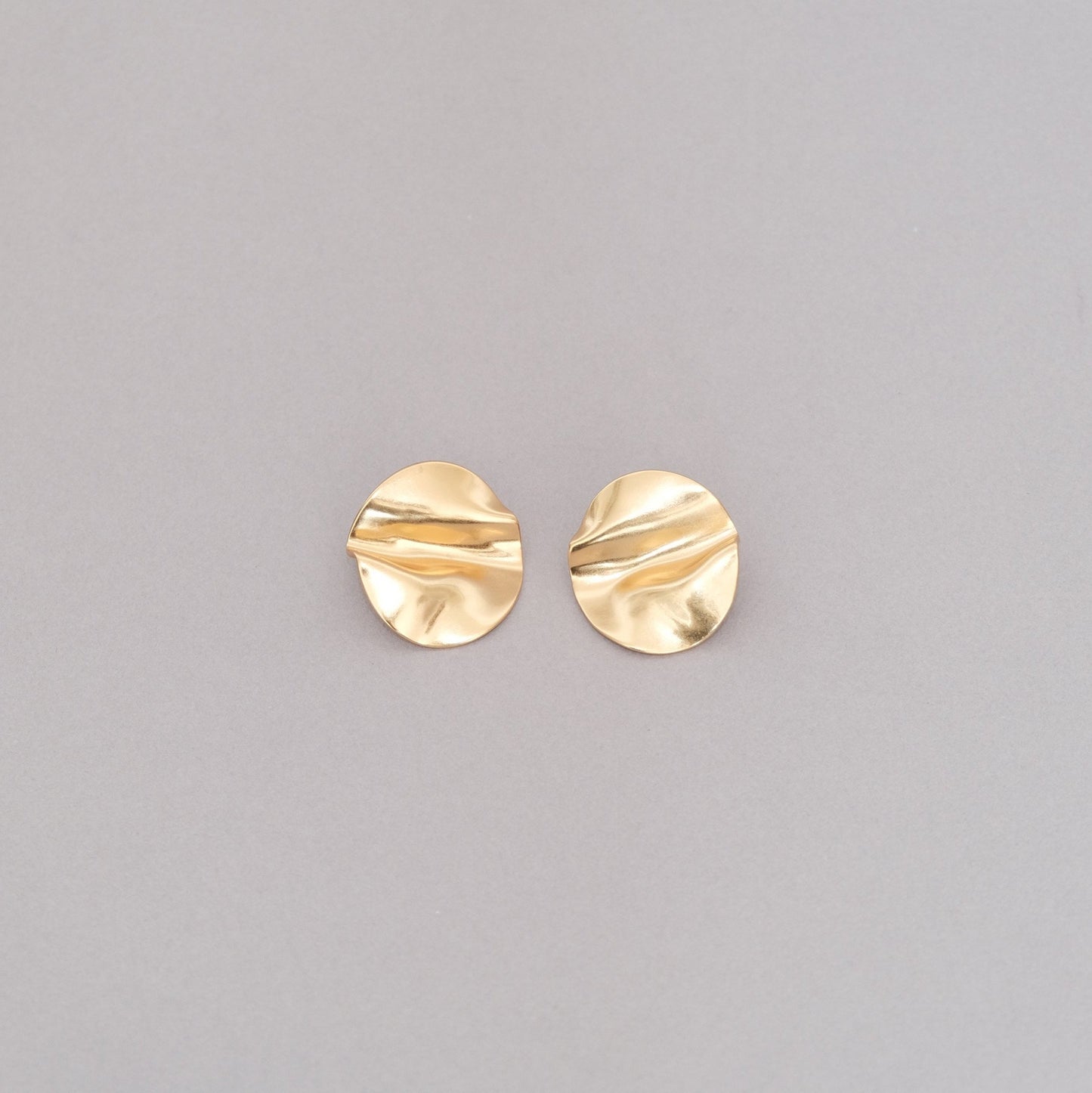 Gold Hammered Studs Earrings | Chunky Circle Disc Round Earrings