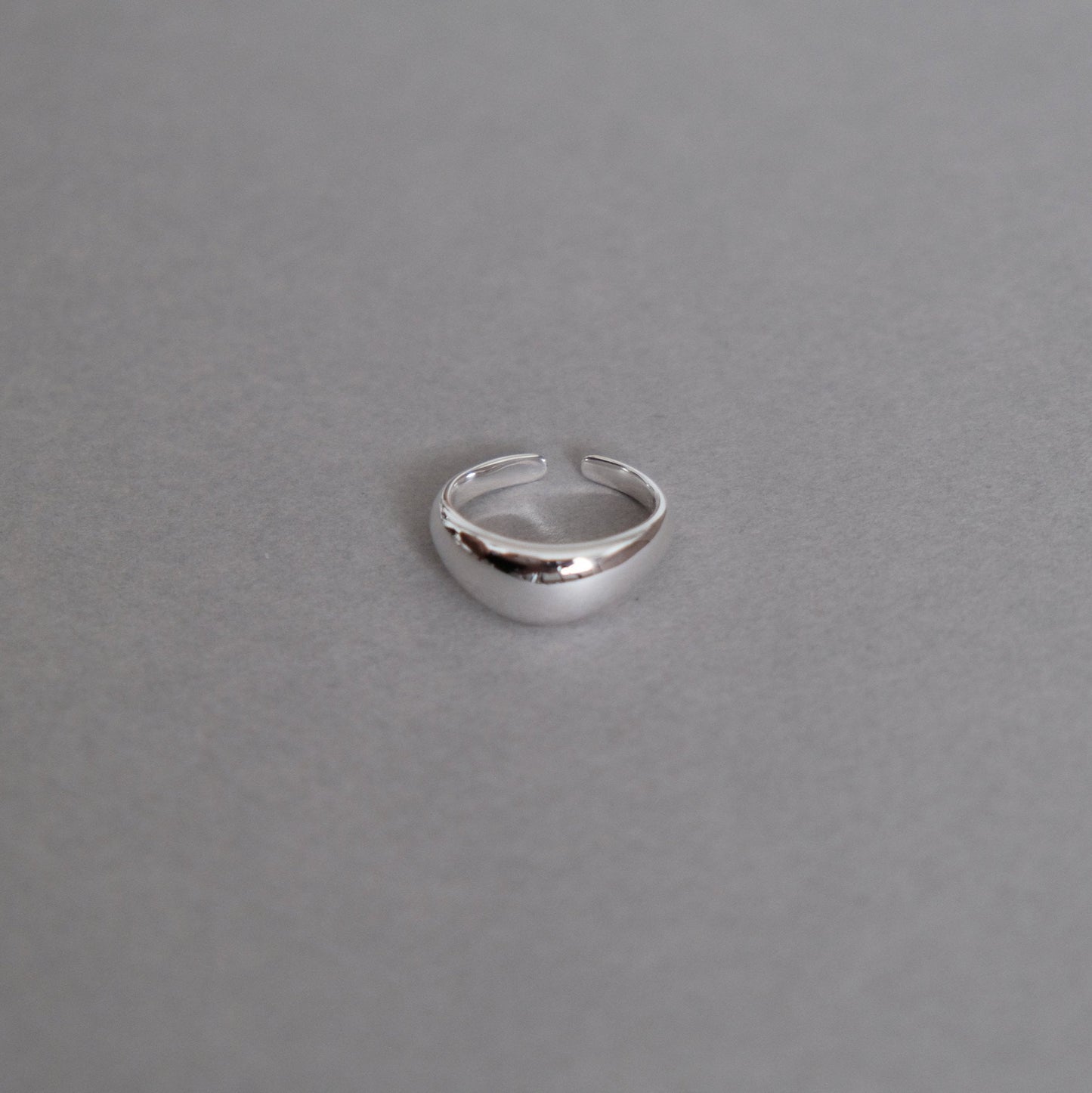 Sterling Silver Dome Ring | Crescent Stackable Open Adjustable Rings