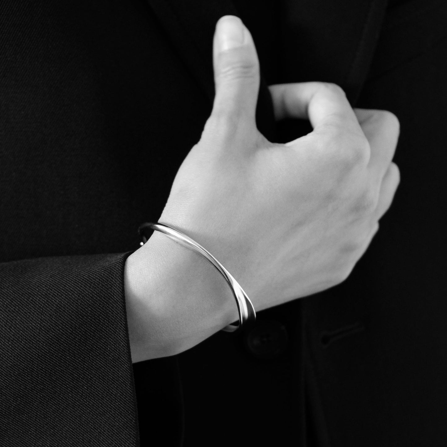 Sterling Silver & Gold Mobius Bangle | Modern Timeless Cuff Bracelet